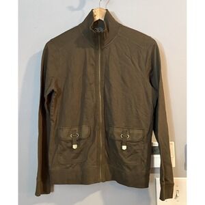 Lauren Ralph Lauren LRL Jacket Olive Zip Up Strap Pocket Mock Neck Zip Up Medium